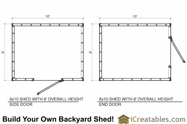 8x10 8 foot tall shed plan floor plan